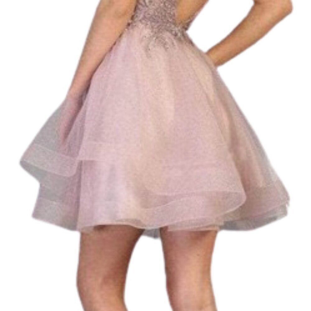 SALE NWT May Queen MQ1816 Beaded/Sheer Cocktail Dress Mauve size 10 - Picture 3 of 8
